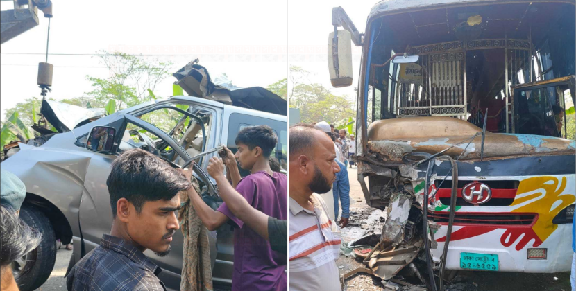 ঢাকা-বরিশাল মহাসড়কে বাস-মাইক্রোবাসের সংঘর্ষ, নিহত ২